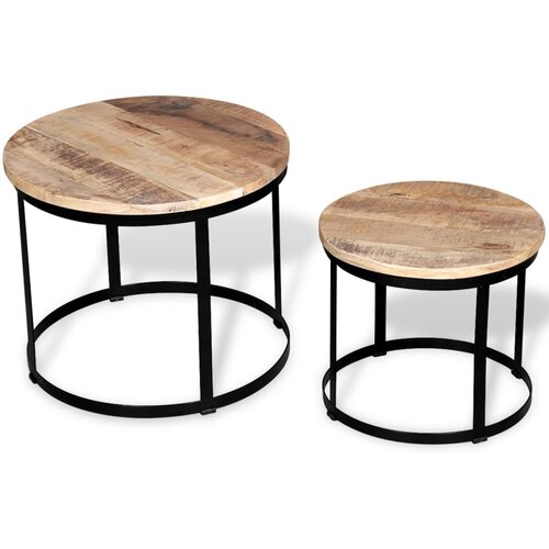 VidaXL Dvodijelni Set Stolića za Kavu Masivno Mango Drvo Okrugli 40cm/50cm Slike