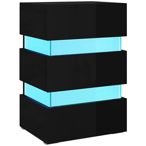 Maison Chic LED Nočna omarica - Nočna miza visok sijaj črna 45x35x67 cm inženirski les, (21687408) Slike
