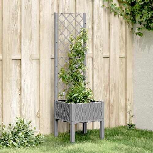 vidaXL Vrtna sadilica s rešetkom svjetlosiva 40 x 40 x 142 cm PP Cijene
