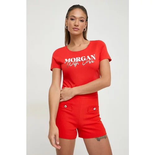 Morgan Kratka majica ženski, rdeča barva