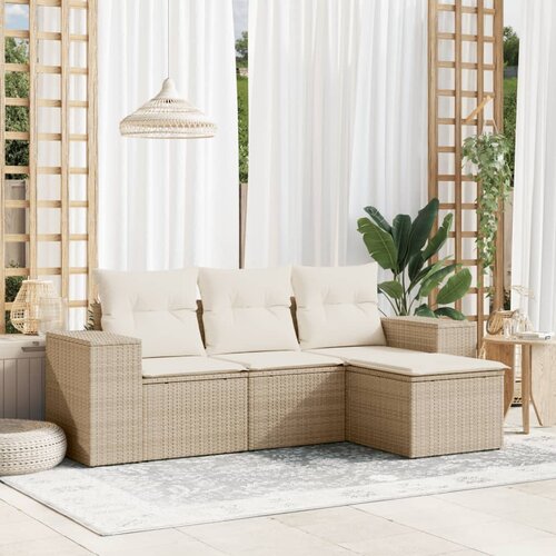 vidaXL 4-dijelni set vrtnih sofa s jastucima bež od poliratana Cijene