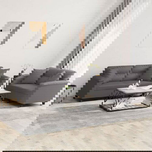 The Living Store Sedežna garnitura z vzglavniki 2-delna sivo umetno usnje - Sedežna Garnitura, (21480595) Cene