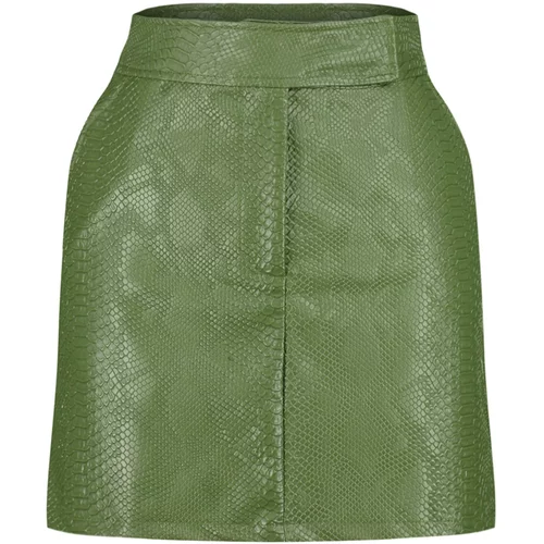 Trendyol Khaki Premium High Quality A-Line Faux Leather Mini Weave Skirt