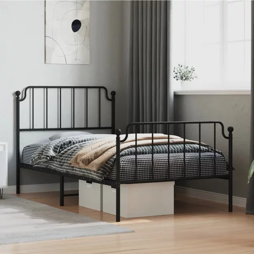 vidaXL Metalni okvir kreveta s uzglavljem i podnožjem crni 100x200 cm