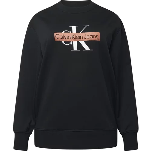 Calvin Klein Jeans Sweater majica smeđa / crna / bijela