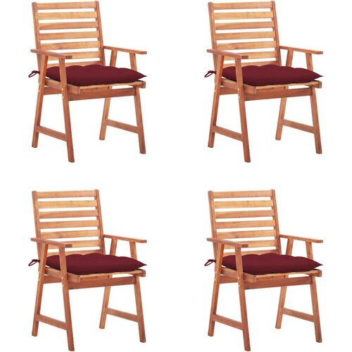 VidaXL Zunanji jedilni stoli 4 kosi z blazinami trden akacijev les, (20964917) Slike