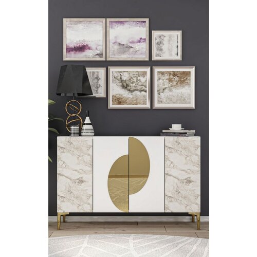Hanah home Konzolni sto Afra KM120, 120x75x29.6 cm, Belo-zlatne boje Cene