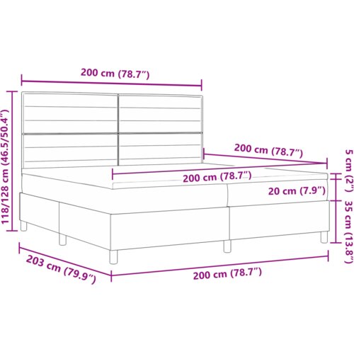 VidaXL krevet s oprugama madracem i LED-om crne boje 200x200 cm tkanina Slike