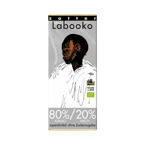 Zotter Schokoladen Bio Labooko 80 % / 20 % temna kakavova mlečna tablica
