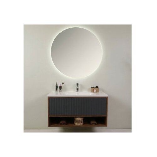 Hanah home Set kupaonskih ormarića s umivaonikom i ogledalom, 2 komada, crni Cene