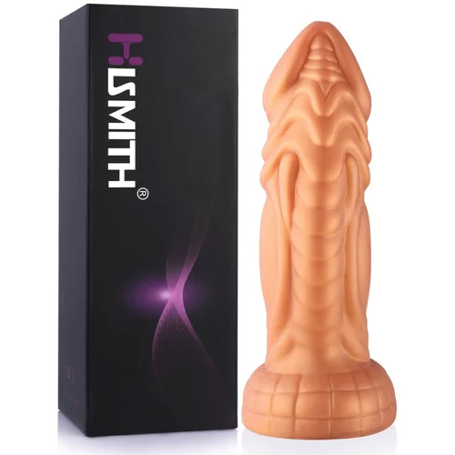 HiSmith HSD05 Curved Giant Silicone Animal Dildo Suction Cup 8" Gold