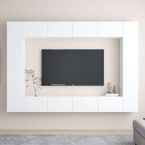  8-dijelni set TV ormarića bijeli od iverice Slike