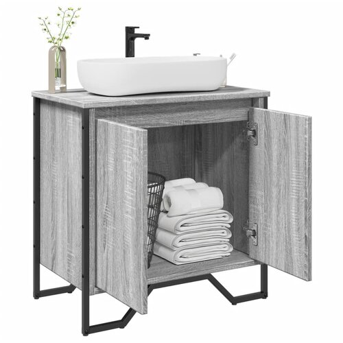 vidaXL Omarica za umivalnik siva sonoma 60x35x60 cm inženirski les Cene