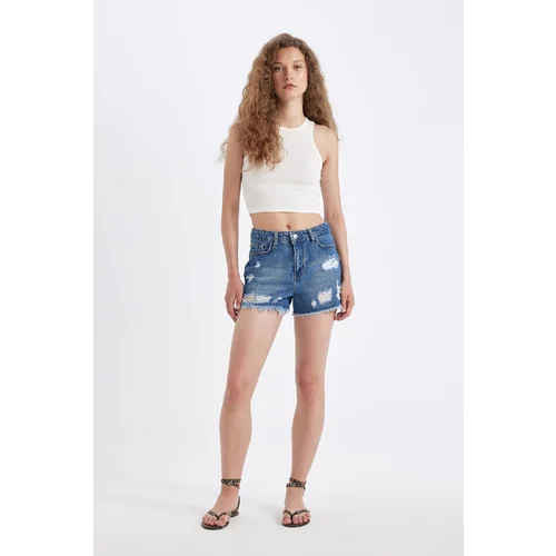 Defacto High Waist Cut-Out Jean Shorts