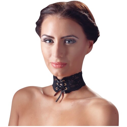 Cottelli Collection Čipkast choker, črn Cene