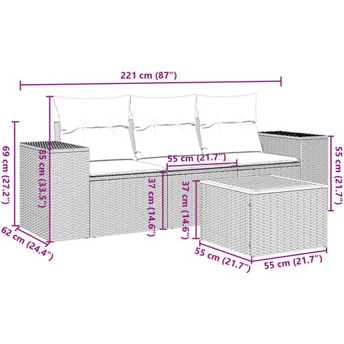  4-dijelni set vrtnih sofa od poliratana s jastucima crni Slike