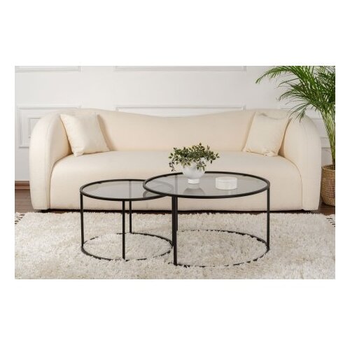 Hanah home Aurum - 80, 60 - Black, Grey BlackGrey Coffee Table Set Slike