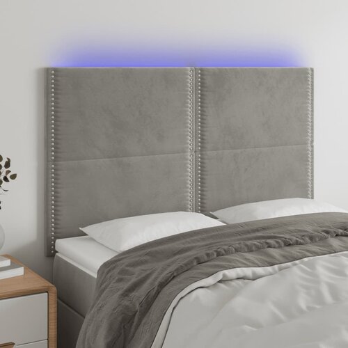 vidaXL LED uzglavlje svjetlosivo 144x5x118/128 cm baršunasto Cijene