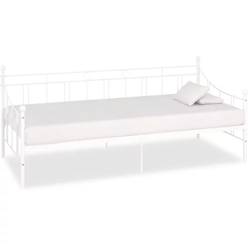 vidaXL posteljni okvir za dnevno posteljo bel kovinski 90x200 cm