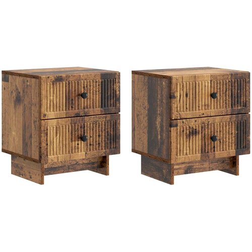  Noćni ormar s ladicama 2 pcs Staro drvo 43 x 34,5 x 47,5 cm Slike