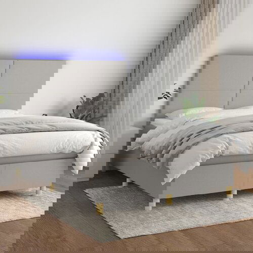 The Living Store Box spring postelja z vzmetnico LED sv. siva 140x200 cm blago - Box Spring Postelja, (21516358) Slike