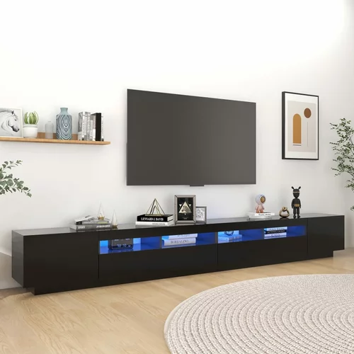 vidaXL TV omarica z LED lučkami črna 300x35x40 cm