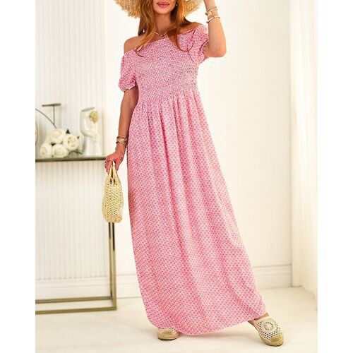 Resti Pink women's patterned midi dress - Clothing Cene