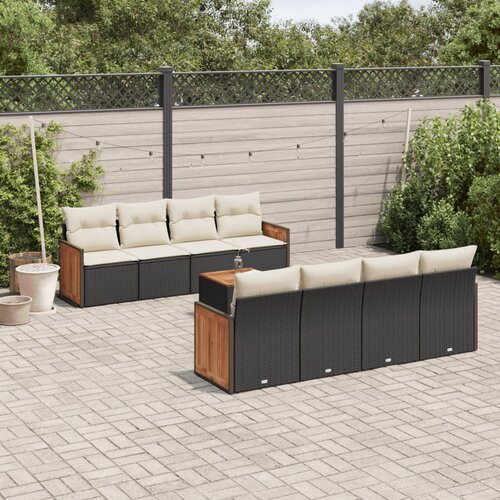 9-dijelni set vrtnih sofa s jastucima crni od poliratana Cijene