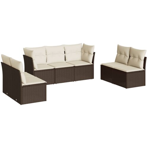 vidaXL 7-dijelni set vrtnih sofa od poliratana s jastucima smeđi Cene