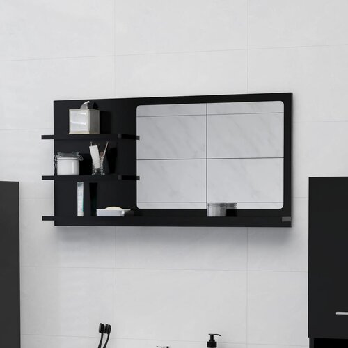  Kupaonsko ogledalo crno 90 x 10,5 x 45 cm konstruirano drvo Cijene
