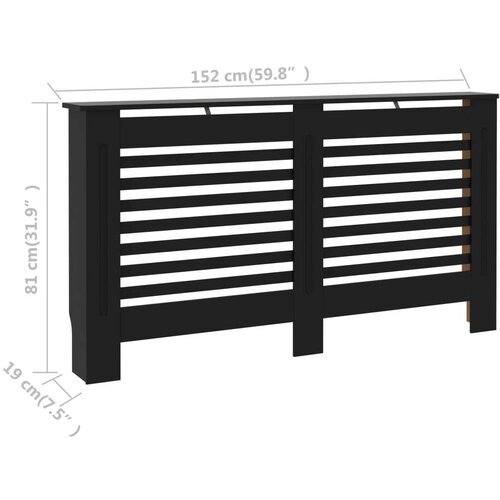 VidaXL pokrov za radijator crni 152 x 19 x 81 cm mdf Slike