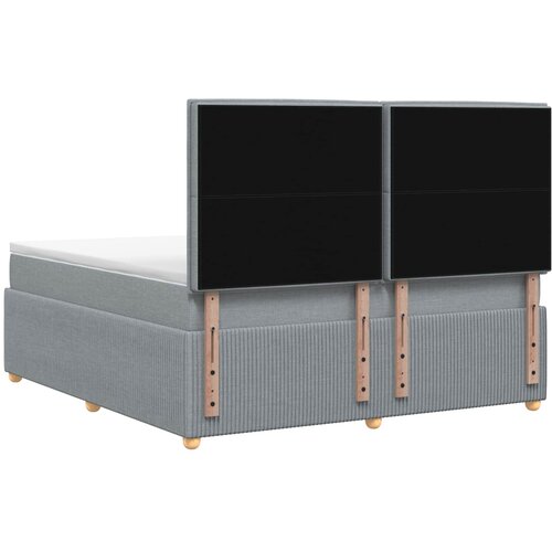  LED okvir za krevet s madracem Svjetlosiva 140 x 200 cm Tkanina Slike