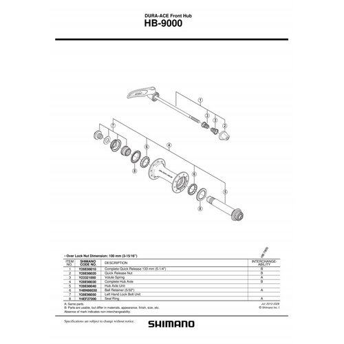 Shimano osovina HB9000 Y28E98040 Slike