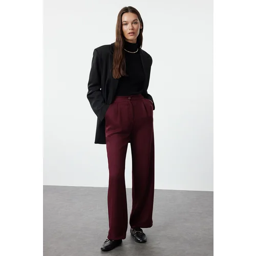 Trendyol Claret Red Straight/Straight Cut Woven Trousers