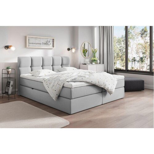 Livetastic POSTELJA Z VZMETNICO 180 cm x 220 cm , les, tekstil, leseni material svetlo siva Cene
