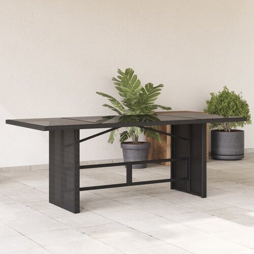VidaXL Vrtni stol sa staklenom pločom crni 190x80x75 cm od poliratana Slike