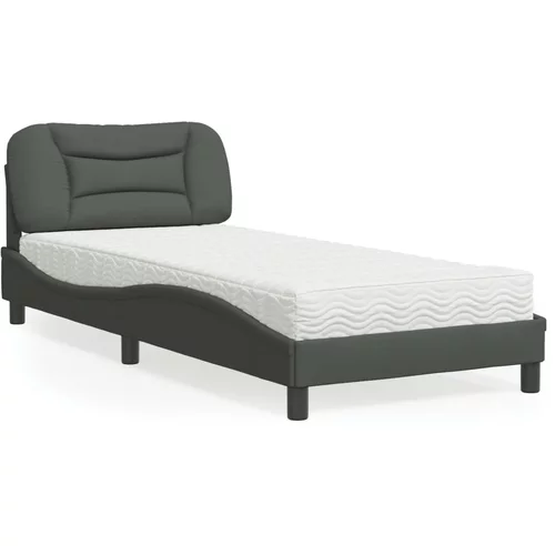  Krevet s madracem tamnosivi 90x200 cm od tkanine