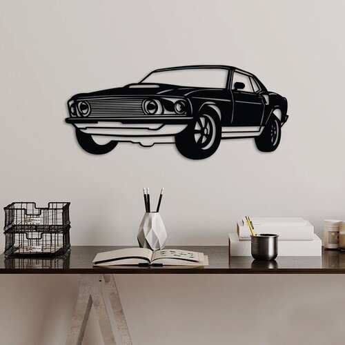 Wallity zidna dekoracija ford mustang 1969 fastback, 60 x 26 cm, crna Cene