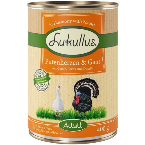 Lukullus Ekonomično pakiranje 24 x 400 g - Pureća srca i guska Cijene