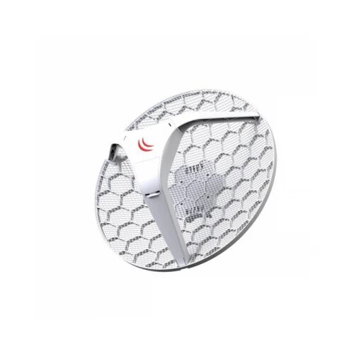 MikroTik lhg 5 outdoor 300Mb/s 802.11a/n link snage 316mW (25dBm) sa 24.5dBi / 7&amp;deg; dual polarisanom grid antenom 39cm, Nv2 tdma, cpu 600Mhz, 64MB ram, poe injector + 24V, težina 0.56kg, temp -40&amp;ordm;&amp;divide;70&amp;ordm;C, routeros L3 Slike