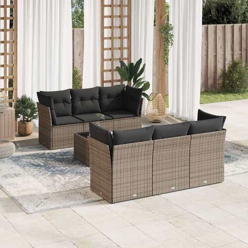  7-dijelni set vrtnih sofa sivi od poliratana Slike