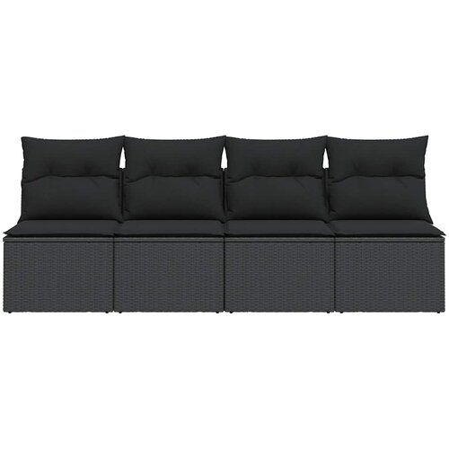  4-dijelni set vrtnih sofa od poliratana s jastucima crni Slike