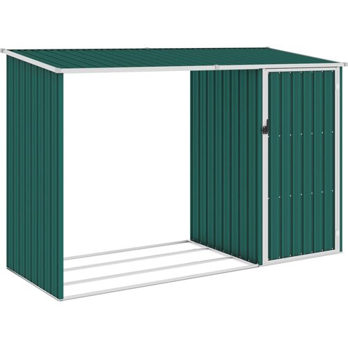 VidaXL Vrtna lopa za drva zelena 245x98x159 cm pocinkano jeklo Slike