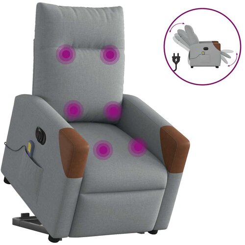 VidaXL Električni masažni naslonjač na podizanje tkanina svjetlosivi Slike