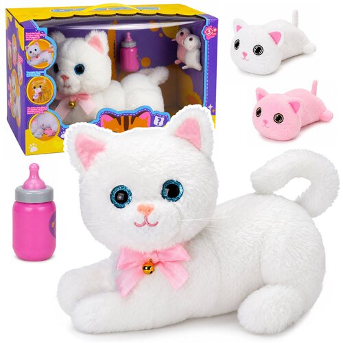  Interactive Kitten with Bottle and Little Sounds Melodies Recording White Cene