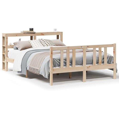 VidaXL Okvir za krevet s uzglavljem 120 x 200 cm od masivne borovine Slike