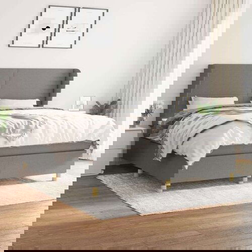  Kreveta s oprugama i madrac svjetlosivi 180x200cm tkanina Slike