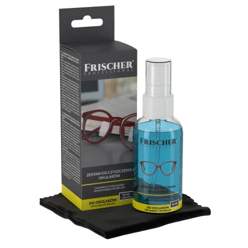 FRISCHER Komplet za či&amp;scaron;čenje očal: tekočina 50 ml + mikrovlakna 20x10 cm Slike