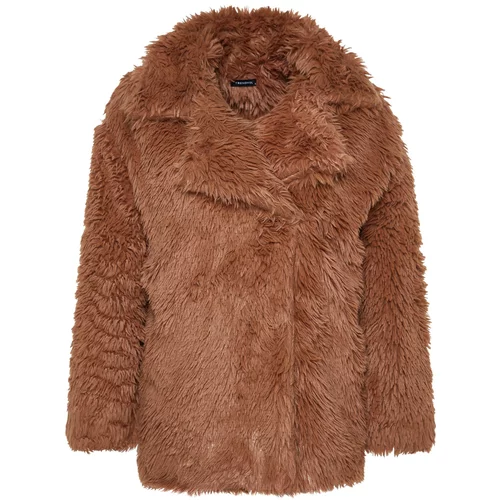 Trendyol Camel Oversize Wide-Cut Fur Coat