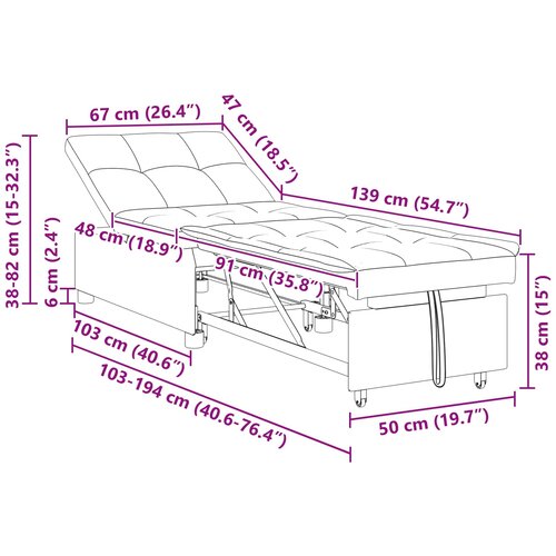  Krevet-sofa na razvlačenje Svijetlo siva 194 x 50 x 82 cm Slike